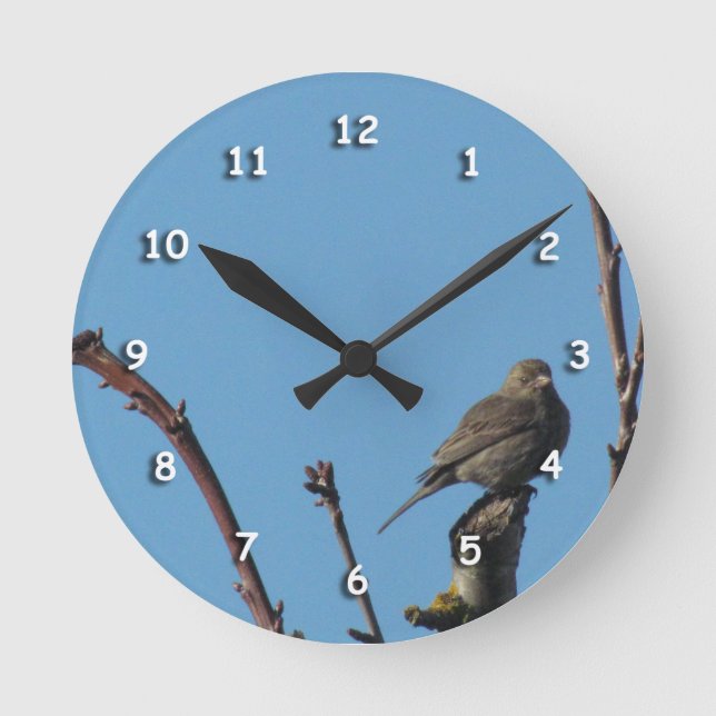 Horloge Ronde Clock - Sparrow on Branches (Recto)