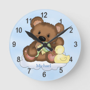 Horloge Ronde Clock Teddy Bear Cloud