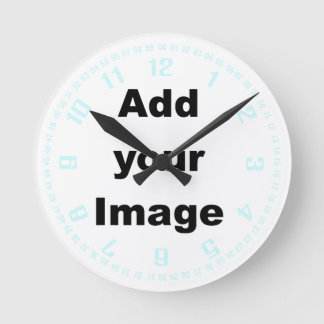 Horloge Ronde Clock template- Numbers & seconds pastel Add Image