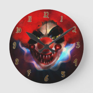 Horloge Ronde Clown Tueur Effrayant et Flippant pour Halloween s