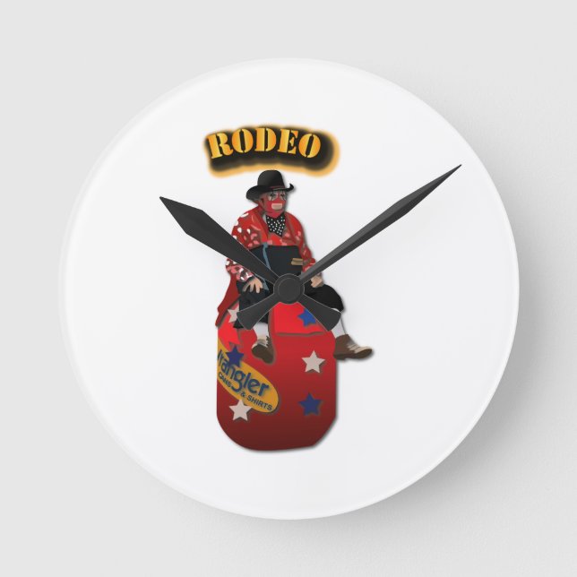 Horloge Ronde Clowns rodéo avec texte (Recto)