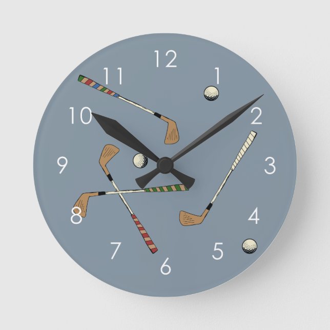 Horloge Ronde Club de golf moderne Ball Motif bleu (Recto)