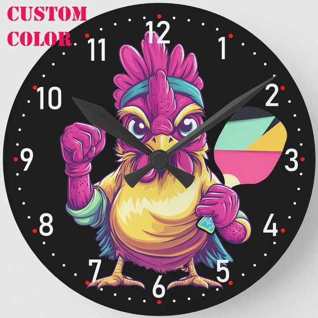 Horloge Ronde Cluck & Crush O’Clock Pickleball  (Custom background color, pickleball clock)