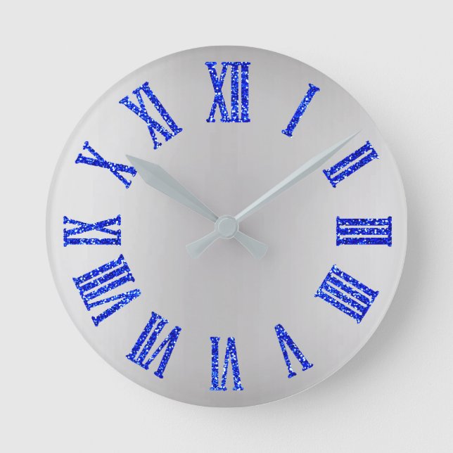 Horloge Ronde Cobalt BlueGlitter gris argent ombre minimal noir (Recto)