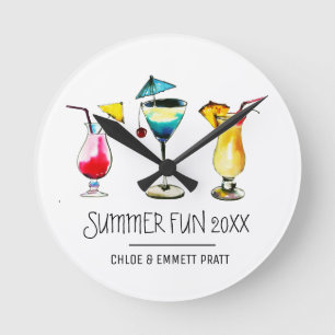 Horloge Ronde Cocktail Tropical Summer Retro Home Bar