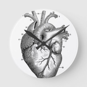 Horloge Ronde Coeur anatomique noir