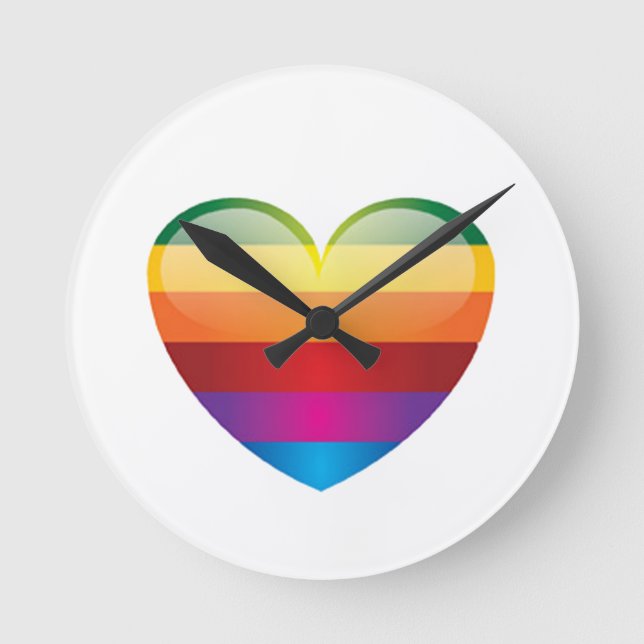 Horloge Ronde Coeur arc-en-ciel (Recto)