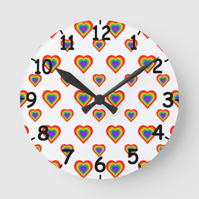 Horloge Ronde Coeur arc-en-ciel (Recto)