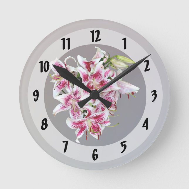 Horloge Ronde Coeur Avec Stargazer Lys (Recto)