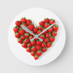 Horloge Ronde Cœur de fraise