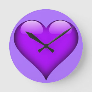 Horloge Ronde Coeur de verre violet personnalisable