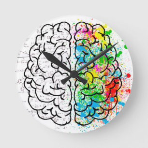 Horloge Ronde coeur d'idée de psychologie de l'esprit cérébra