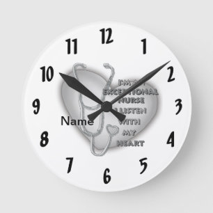 Horloge Ronde Cœur gris infirmière exceptionnelle