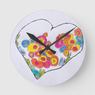 Horloge Ronde Coeur joyeux de Lydia's Art Sangria