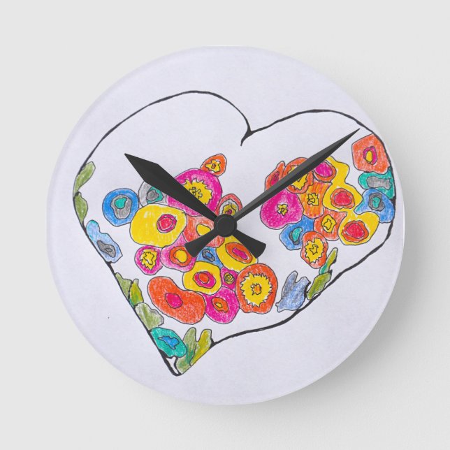 Horloge Ronde Coeur joyeux de Lydia's Art Sangria (Recto)