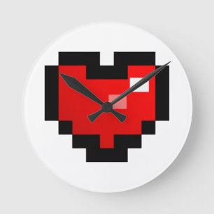 HORLOGE RONDE COEUR PIXEL