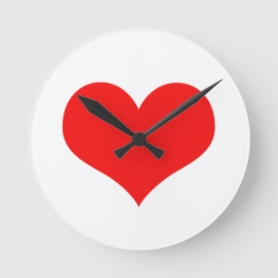 Horloge Ronde Cœur Rouge Mignon Saint-Valentin Blanc Couleur Per