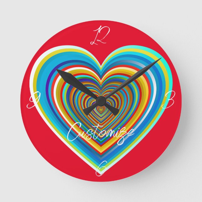 Horloge Ronde Coeur valentin multicolore Thunder_Cove (Recto)