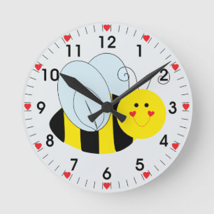 Horloge Ronde Coeurs d'abeilles mignons