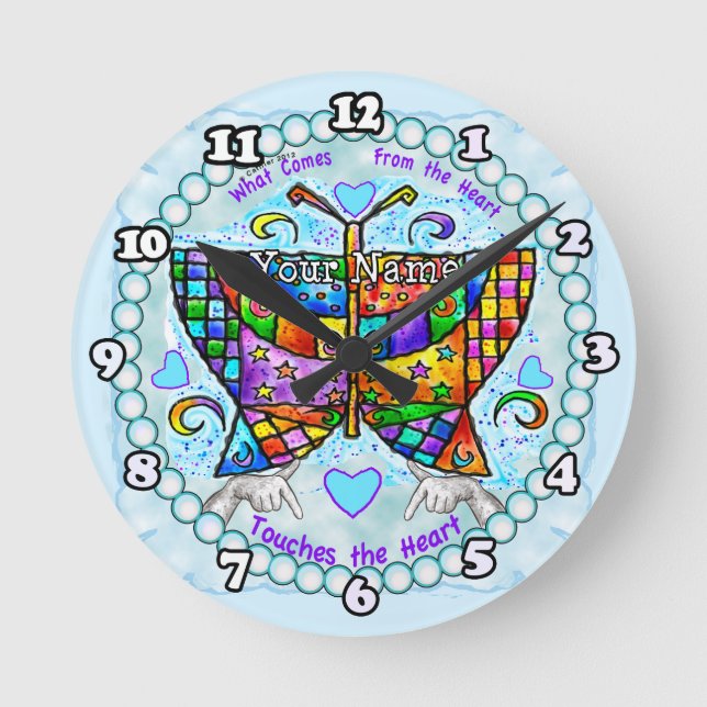 Horloge Ronde Coeurs papillons (Recto)