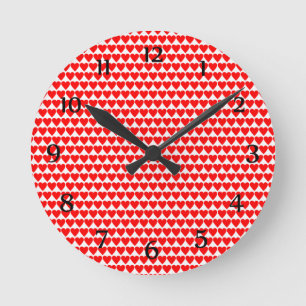 Horloge Ronde Coeurs rouges sur l'horloge blanche