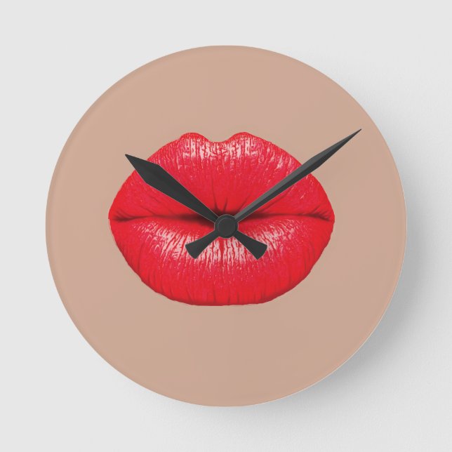 Horloge Ronde Coffee Lips baiser pop art (Recto)