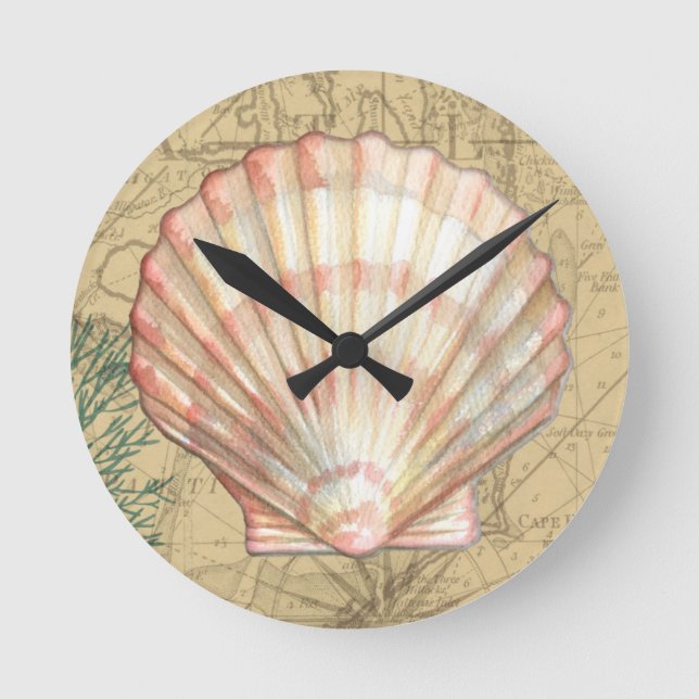 Horloge Ronde Collage côtier de carte (Recto)