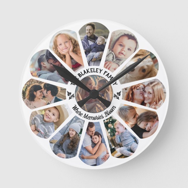 Horloge Ronde Collage Photo Famille Personnalisé 13 Photos Forme (Recto)