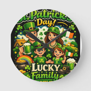 Horloge Ronde Collection de la Saint-Patrick de la famille Lucky