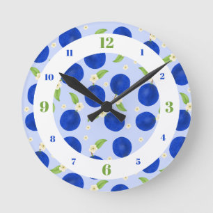Horloge Ronde Collection de prunes botaniques bleues