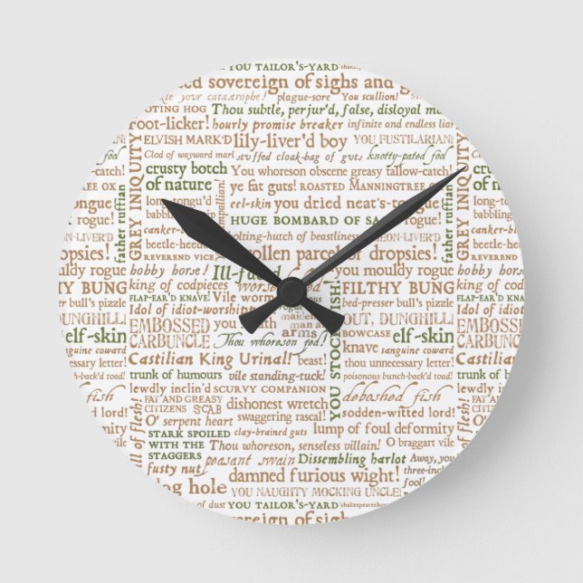 Horloge Ronde Collection Insultes Shakespeare (Recto)
