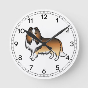 Horloge Ronde Colley Rough Sable Chien de Dessin Animé Mignon