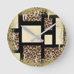 Horloge Ronde Color Block Cream Ivory Black & Leopard Cheetah