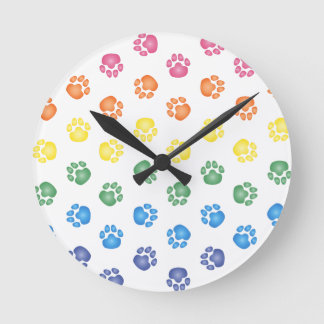 Horloge Ronde Colorful paw prints