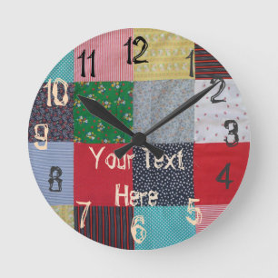 Horloge Ronde colorful vintage patchwork fabric squarc