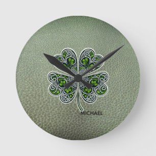 Horloge Ronde Colover Trèfle Shamrock Jour de la Saint-Patrick C