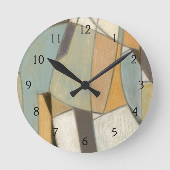Horloge Ronde Composition Abstraite avec des couleurs bouchées (Recto)