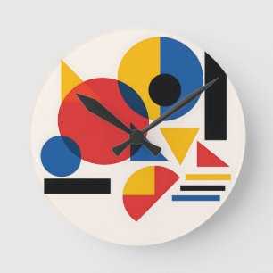 Horloge Ronde Composition Abstraite Géométrique Bauhaus