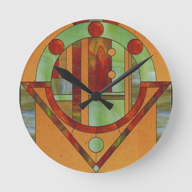 Horloge Ronde Conception Abstraite en vitrail (Recto)