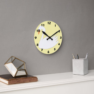 Horloge Ronde Conception Cygne Blanc
