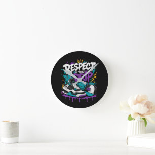 Horloge Ronde Conception de basketball Respect The Drip