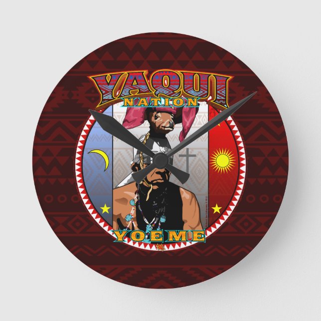Horloge Ronde Conception de danseur de cerfs communs de Yaqui (Recto)
