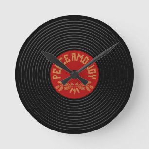 Horloge Ronde Conception de disques vinyle Peace and joy