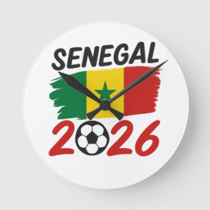 Horloge Ronde Conception de fan de football sénégalais 2026 avec