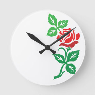 Horloge Ronde Conception de fleur de rose rouge – Beauté florale