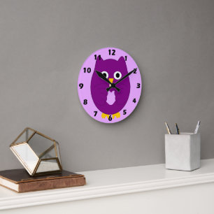 Horloge Ronde Conception de hibou pourpre