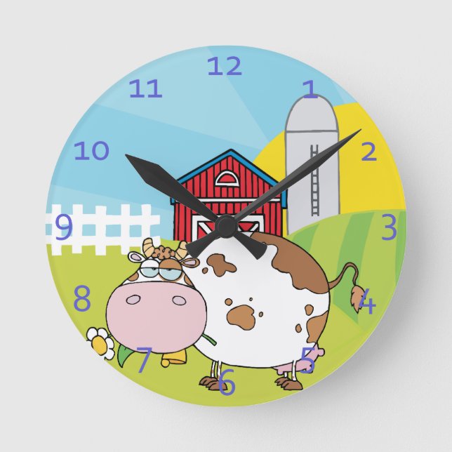 Horloge Ronde Conception de la vache country (Recto)