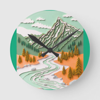 Horloge Ronde conception de montagne découpée