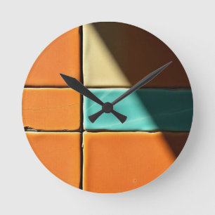 Horloge Ronde Conception de motifs de carreaux géométriques mode