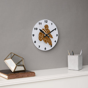 Horloge Ronde Conception de papillon de couleur chocolat